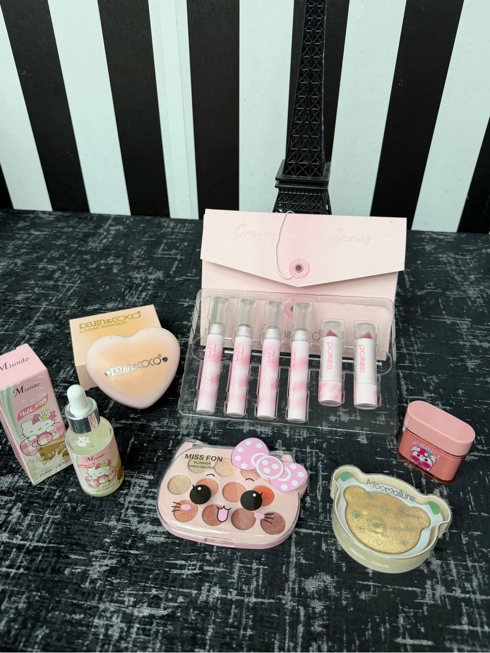 Pink Makeup Set — Assorted Lip Tints & Face Powders